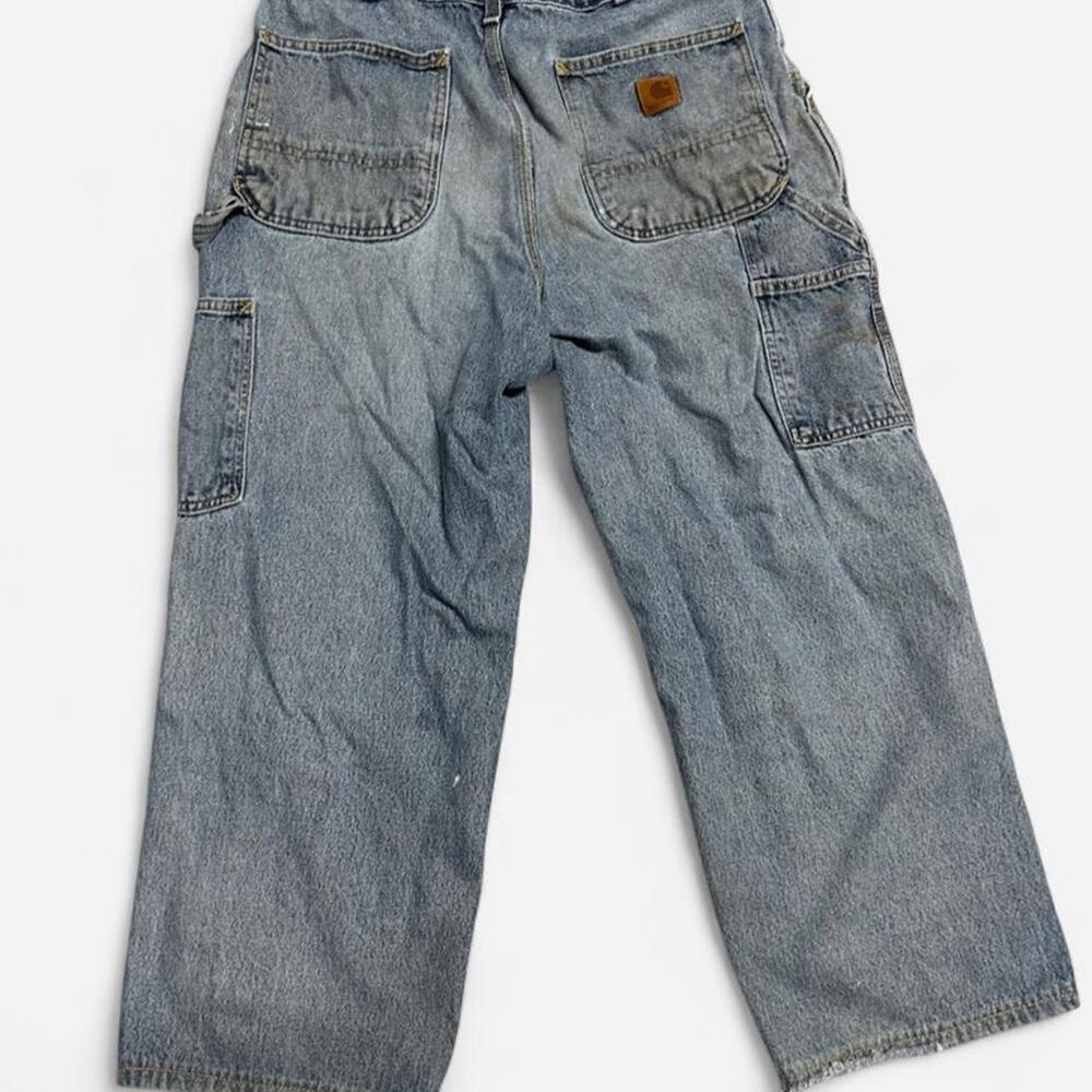 32 x 24 Distressed calf length Carhartt denim carpenter jeans